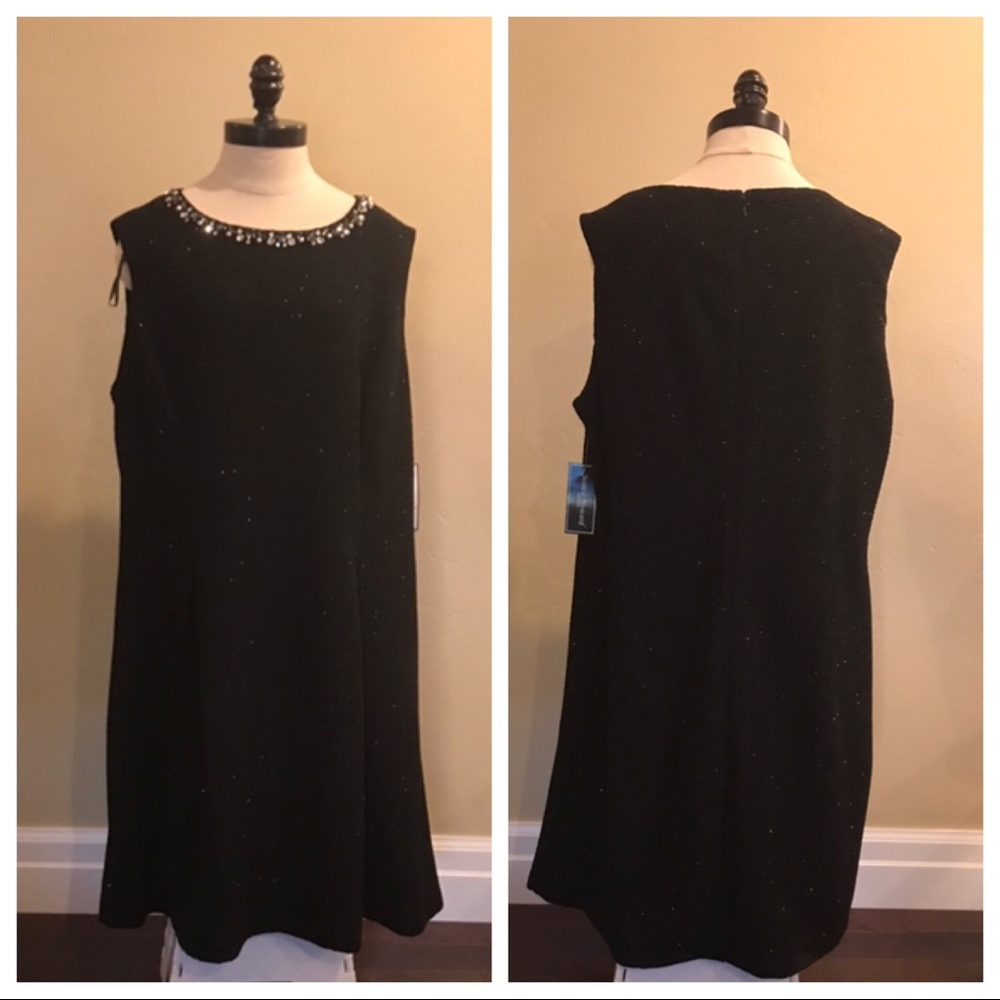 Jessica Howard Black Rhinestone Holiday Party Dress Size 18W